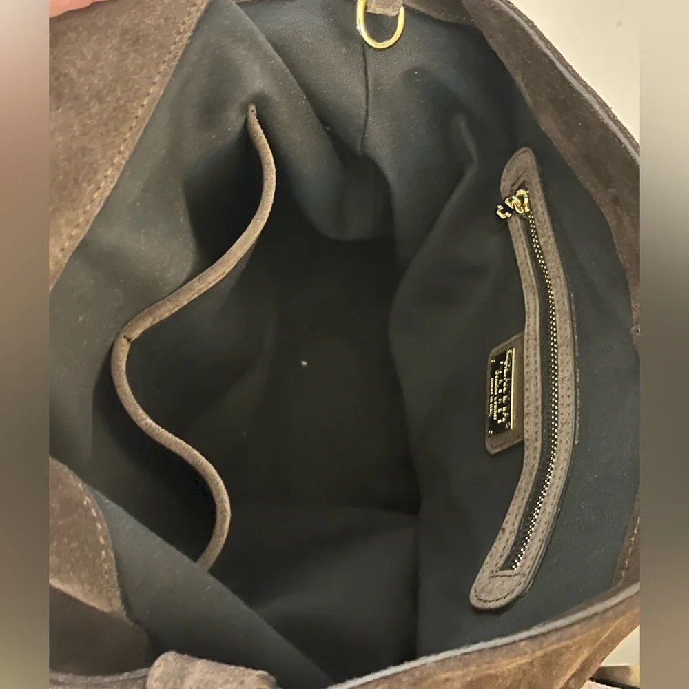 Claudia Firenze Hobo Shoulder Bag Chocolate Brown Suede Studs - Picture 8 of 16